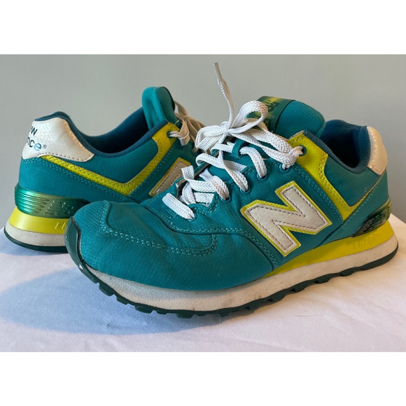 New Balance Shoes - New Balance 574 Sneakers Teal Yellow women’s Size 8